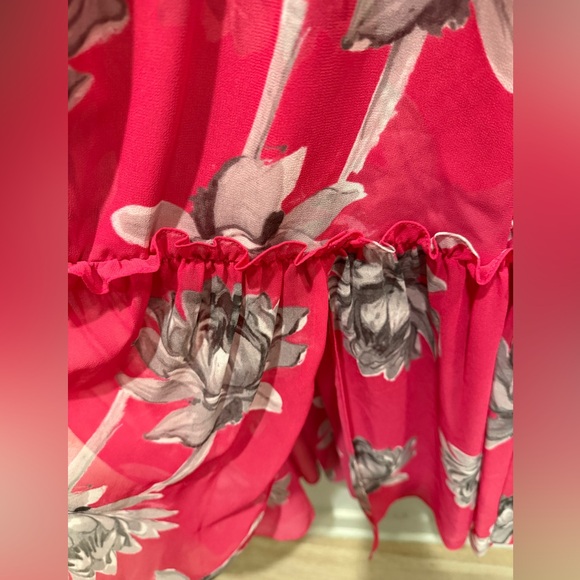 MISA Los Angeles Dariya Pink Floral Sheer Midi Dress NWT Tie Neck Boho Small - Picture 5 of 13